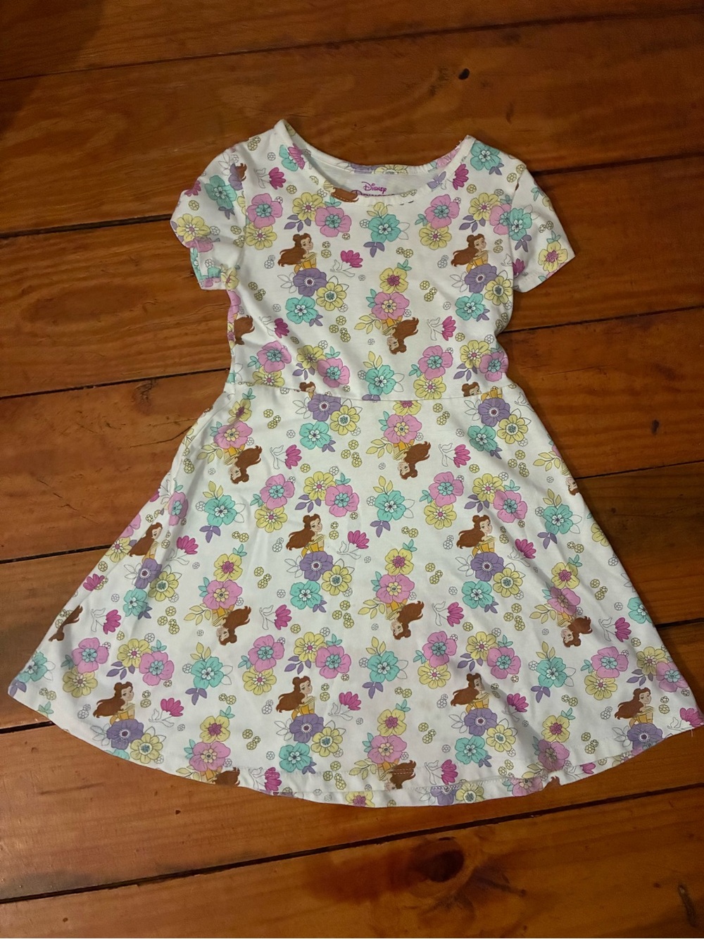 Disney Girls' Floral & Character White Skater Dress 5
